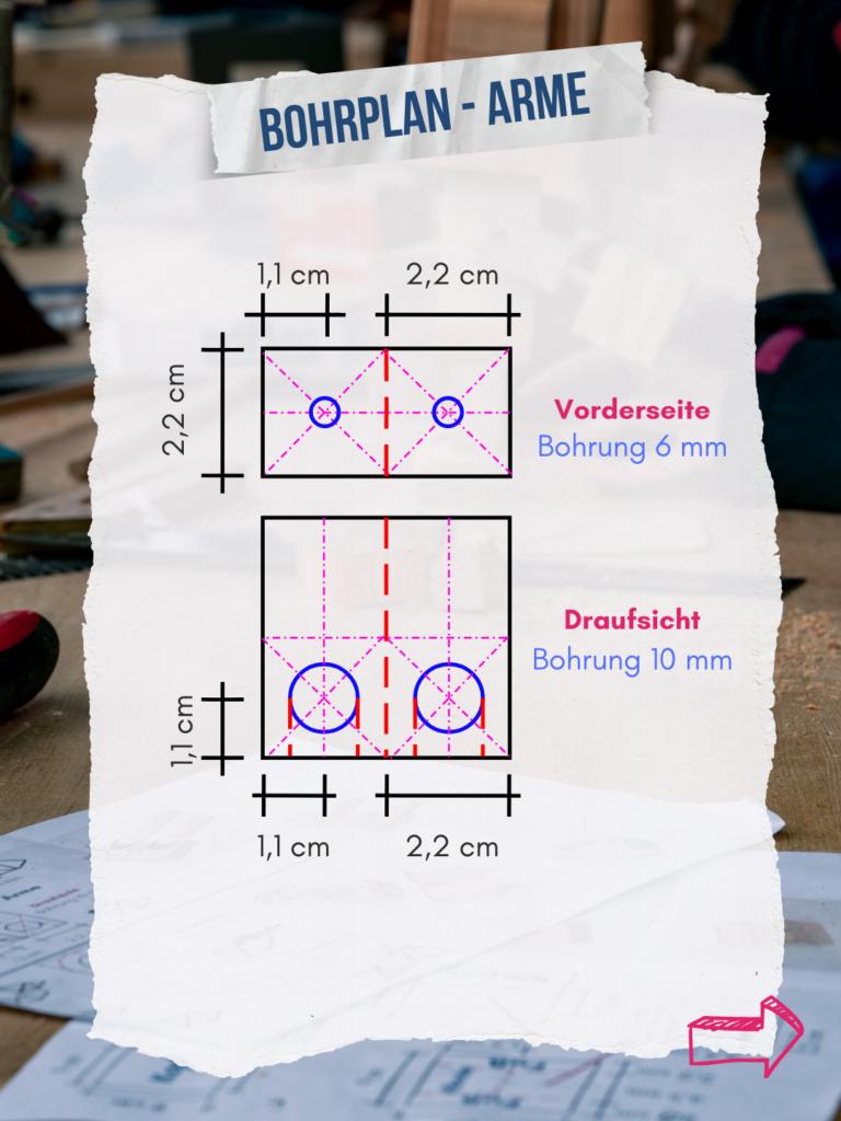 Holzfigur Schnittplan 2 und Bohrplan 1